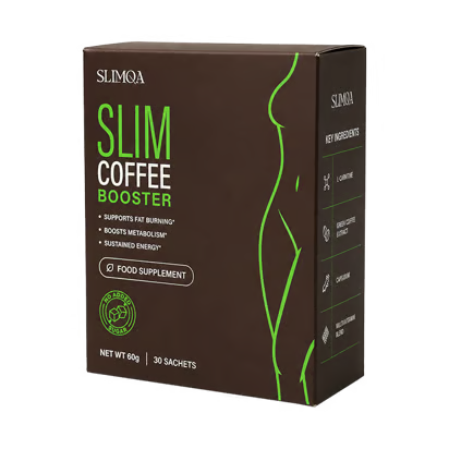 Slim Coffee Booster -ravintolisän tumma tuotepakkaus, 30 annospussia